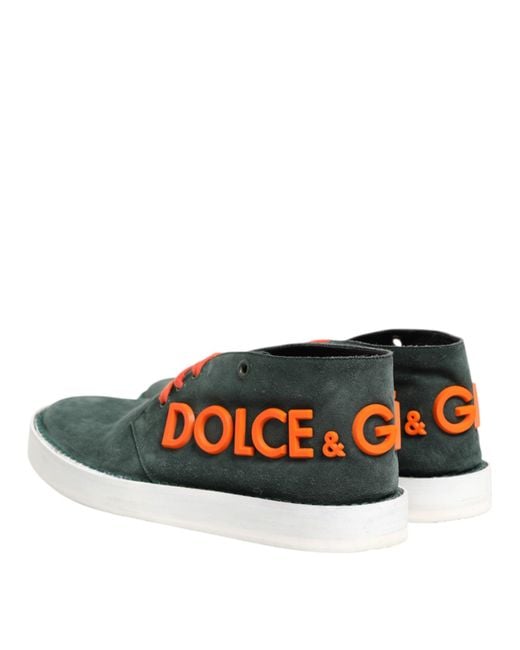 Dolce & Gabbana Blue Suede Ankle Sneakers for men