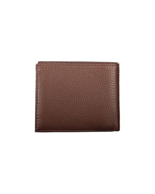 Tommy Hilfiger Brown Elegant Leather Wallet With Contrast Details for men