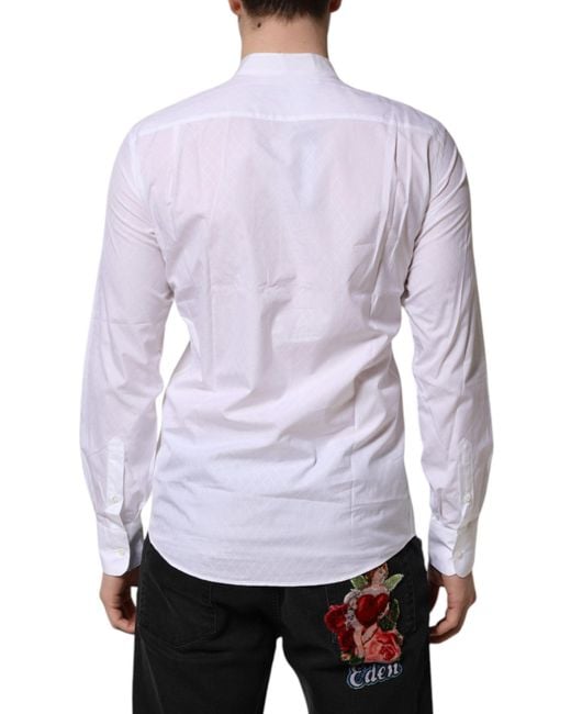 Dolce & Gabbana White Cotton Slim Long Sleeves Formal Shirt for men
