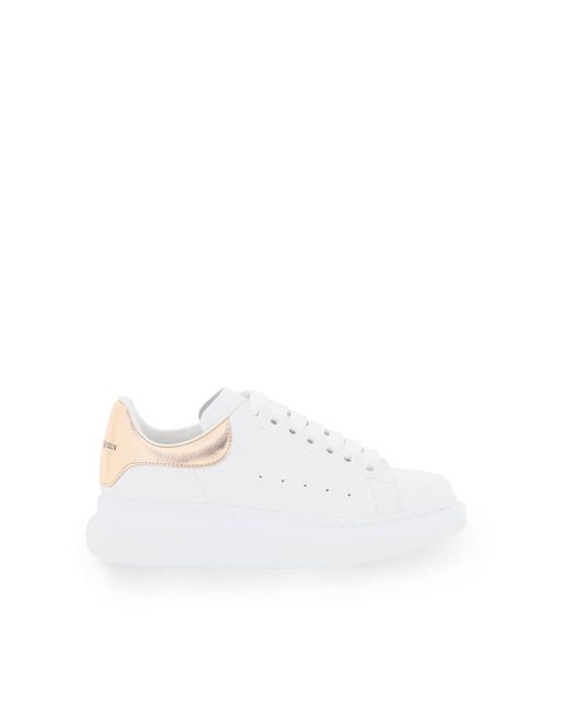 Alexander McQueen White And Rose Gold Classic Sneakers