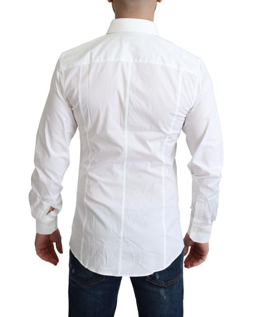 Dolce & Gabbana White Elegant Cotton Stretch Dress Shirt for men