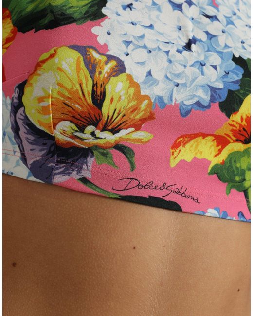 Dolce & Gabbana Black Floral Long Sleeves Cropped Top