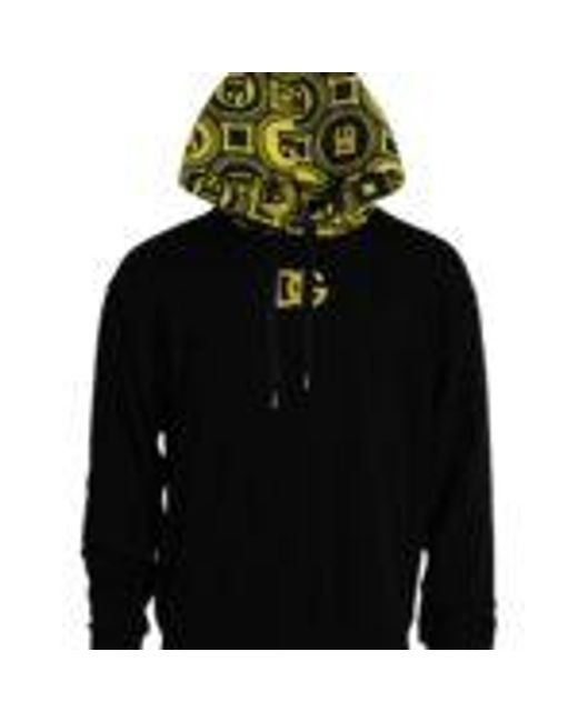 Dolce & Gabbana Black Logo Cotton Hooded Sweatshirt Sweater for men