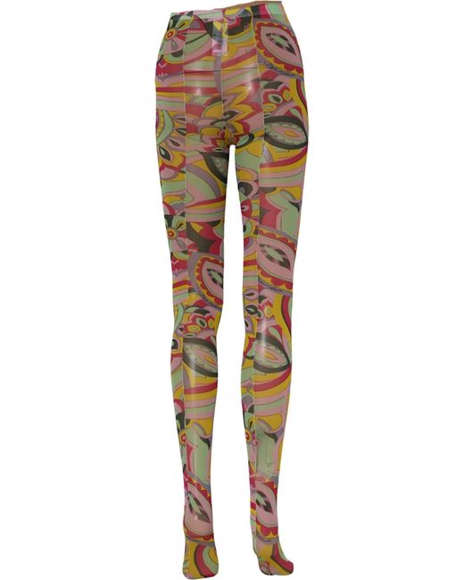 Dolce & Gabbana Pink Multicolor Floral Print Tights Stockings Socks