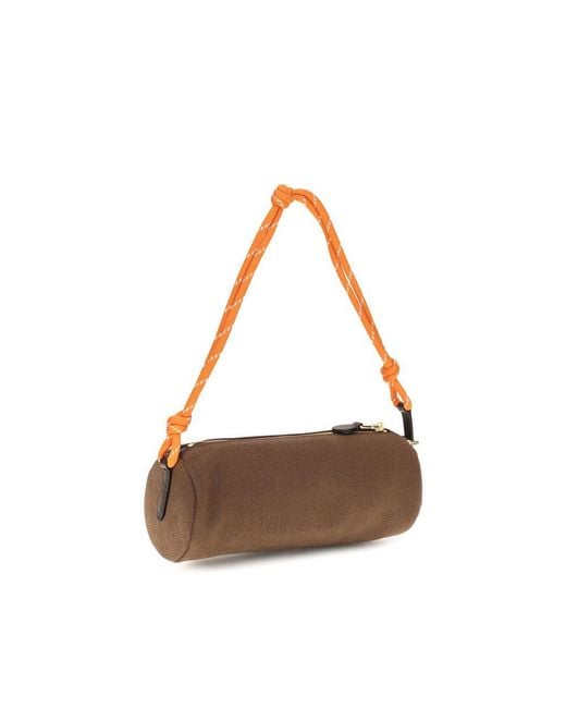 Miu Miu Brown Cotton Shoulder Bag