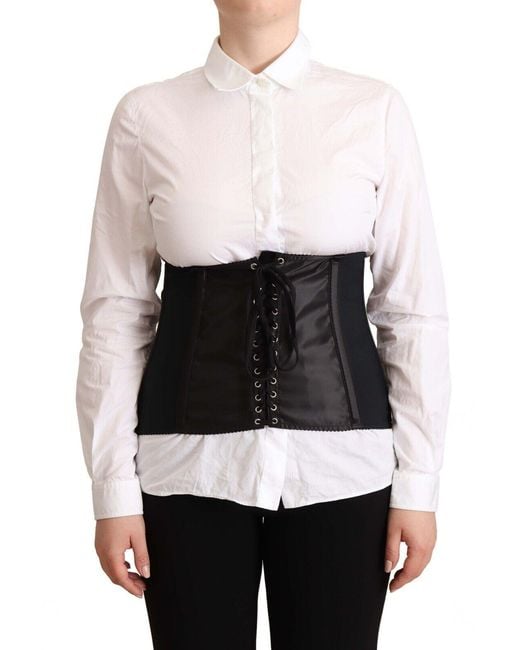 Dolce & Gabbana White Chic Corset Belt Top