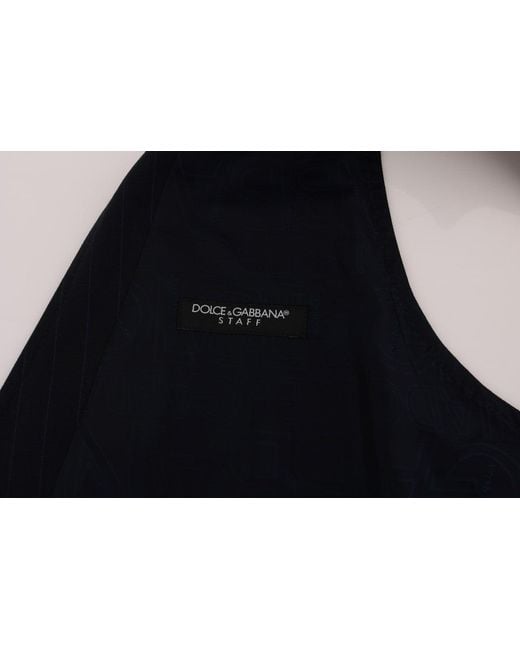 Dolce & Gabbana Black Elegant Striped Wool Blend Waistcoat Vest for men