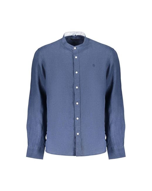 North Sails Blue Linen Mens Shirt for men