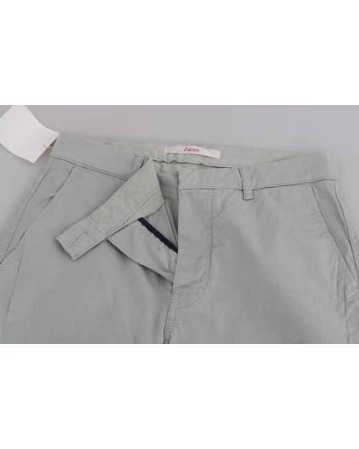 Jucca White Cotton Gray High Waist Skinny Cropped Trousers Pants