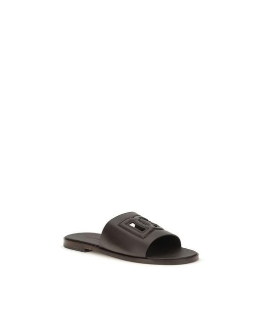 Dolce & Gabbana Multicolor Brown Calf Leather Bos Taurus Flat Sandals for men