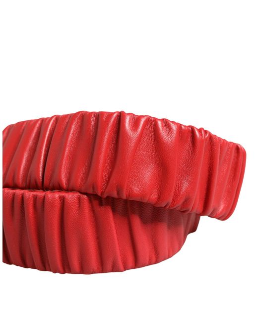 Dolce & Gabbana Red Leather Heart Metal Buckle Belt Calf