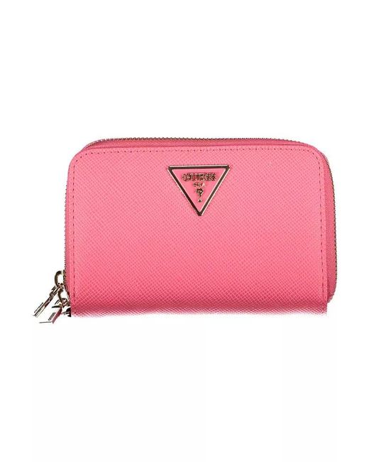 Guess Chic Pink Double Wallet With Contrasting Details
