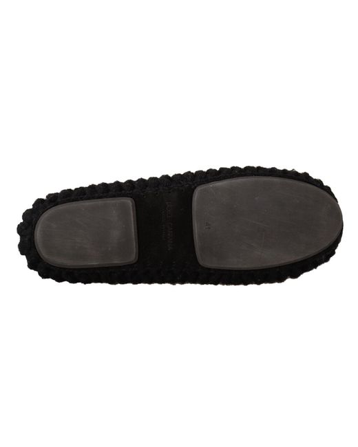Dolce & Gabbana Black Elegant Wool Knit Ballet Flats