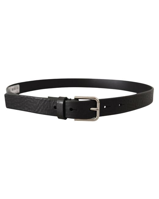 Dolce & Gabbana Black Elegant Leather Belt With Metal Buckle for men