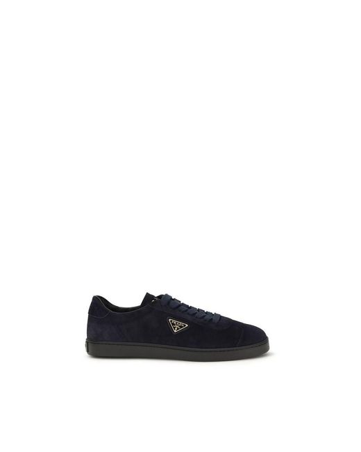 Prada Blue Calf Leather Bos Taurus Sneakers for men