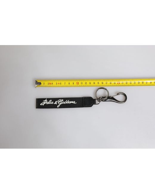 Dolce & Gabbana Black White Dg Logo Silver Men Keychain Polyester Keyring for men