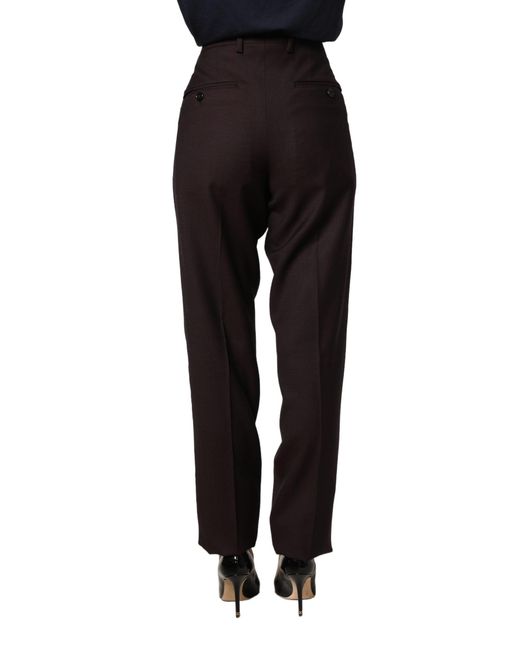 Dolce & Gabbana Black Brown Straight Leg Dress Silk Trousers Pants