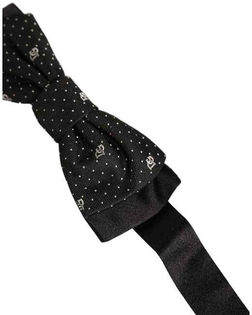 Dolce & Gabbana Men Black Dg Polka Dot Adjustable Neck Papillon Bow Tie for men