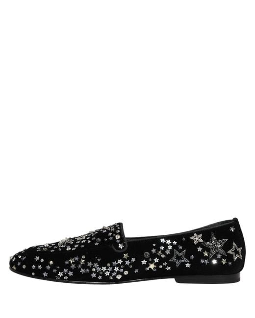 Dolce & Gabbana Black Crystal Embellished Dress Loafers Shoes for men