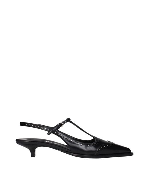 Miu Miu Black Leather Mid Heel Pumps