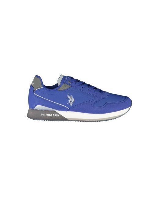 U.S. POLO ASSN. Blue Sporty Lace-Up Sneakers With Iconic Detailing for men