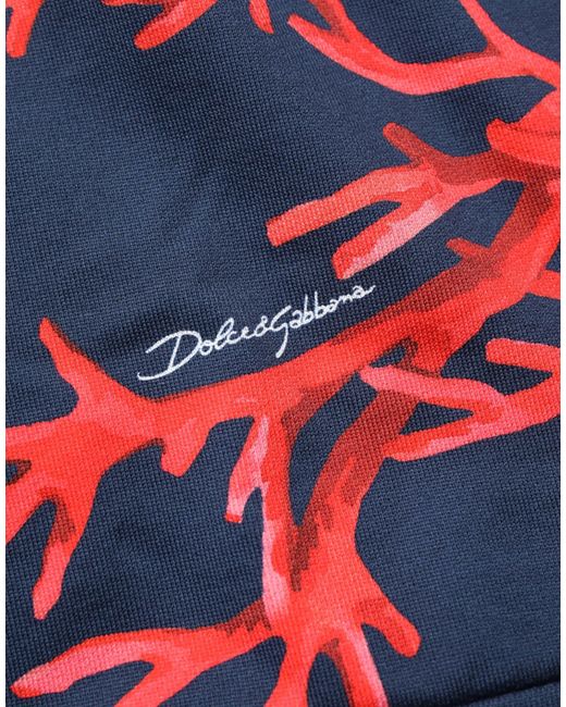 Dolce & Gabbana Blue Cotton Coral Logo Hooded Sweatshirt Sweater Clothing for men