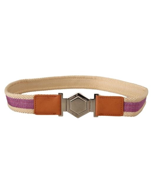Gianfranco Ferré Multicolor Gf Ferre Leather Silver Hexagon Logo Buckle Belt