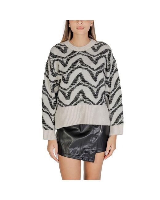 ONLY Gray White Acrylic Sweater