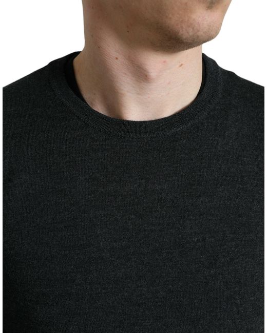 Dolce & Gabbana Black Elegant Wool Pullover Sweater for men