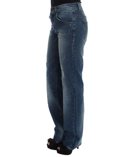 Ermanno Scervino Blue Wash Cotton Blend Slim Fit Jeans