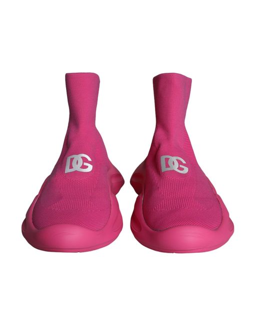 Dolce & Gabbana Pink Logo Print Slip On Socks Sneakers Shoes for men