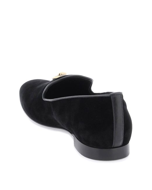 Versace Black Medusa Velvet Loafers for men