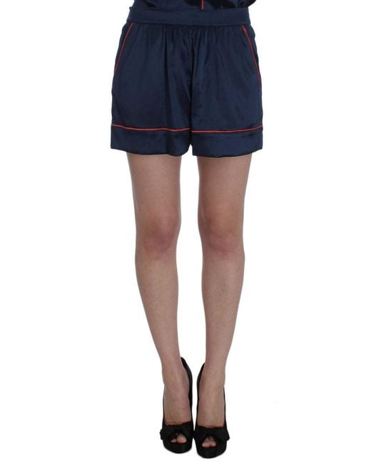 Dolce & Gabbana Blue Silk Stretch Sleepwear Shorts