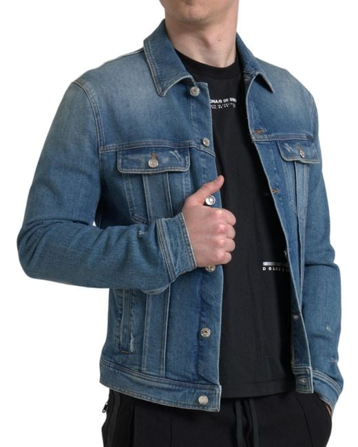 Dolce & Gabbana Blue Elegant Denim Stretch Jacket for men