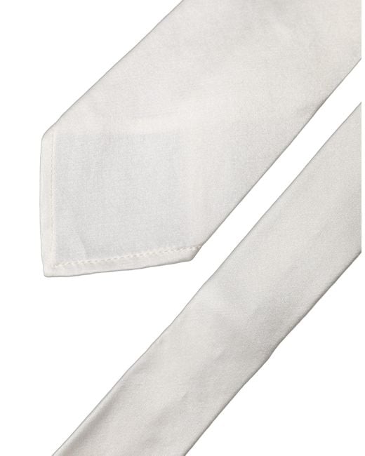 Dolce & Gabbana Gray White Solid Silk Blend Adjustable Men Tied Necktie Tie for men