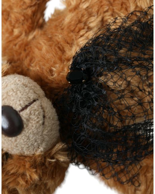 Dolce & Gabbana Brown Teddy Bear Crystal Crown Hair Band Diadem