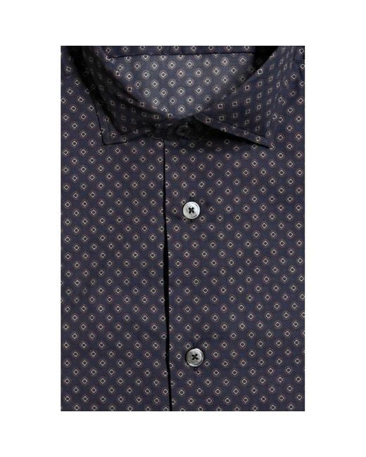 Bagutta Blue Cotton Slim Fit Shirt for men