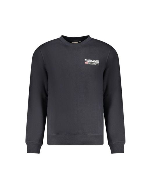 Napapijri Blue Black Cotton Mens Sweatshirt for men