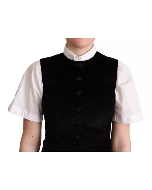 Dolce & Gabbana Black Leopard Print Waistcoat Vest