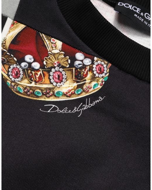 Dolce & Gabbana Gray Multicolor Crown Print Sweatshirt Sweater for men