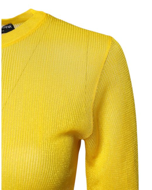 Dolce & Gabbana Yellow Ribbed Knit Longsleeve Sweater