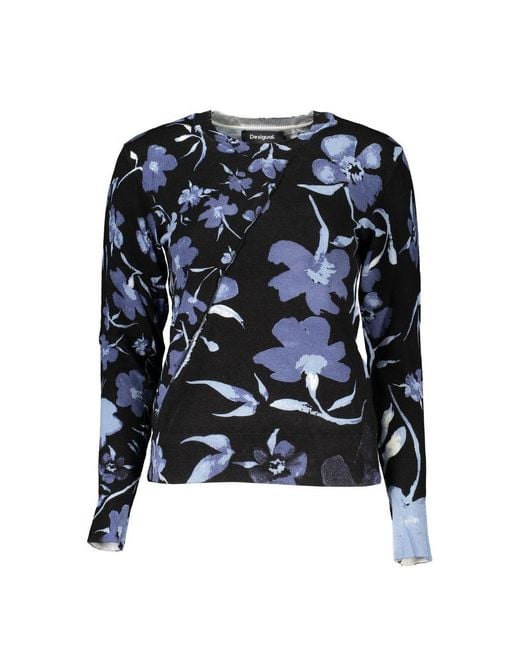 Desigual Blue Chic Contrasting Crew Neck Sweater