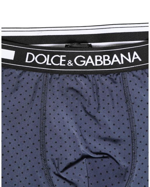Dolce & Gabbana Dark Blue Polka Dots Men Bike Shorts Underwear for men