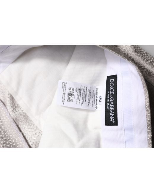 Dolce & Gabbana Light Gray Jacquard Silk Dotted 2 Piece Suit for men