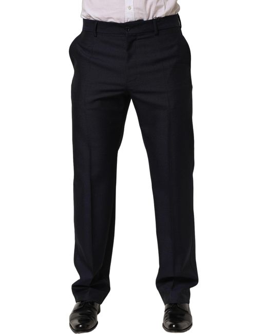Dolce & Gabbana Blue Wool Tapered Leg Dress Trouser Pants Mohair for men