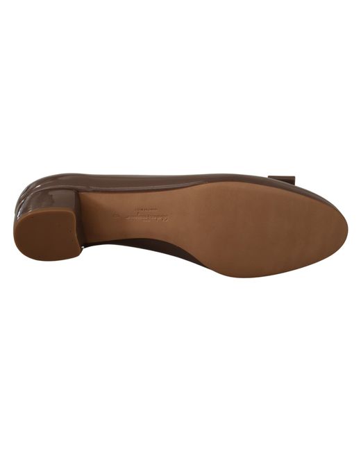 Ferragamo Brown Naplak Calf Leather Pumps Shoes