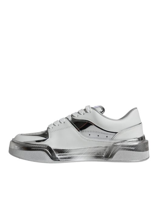 Dolce & Gabbana Gray Leather Low Top Sneakers Shoes