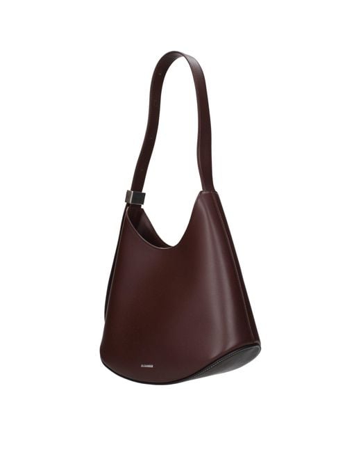 Jil Sander Brown Red Leather Shoulder Bag