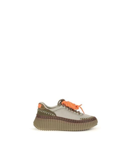 Chloé Natural Bicolor Polyurethane Athletic Sneakers