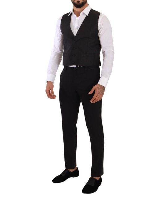 Dolce & Gabbana Black Elegant Silk Dress Vest for men